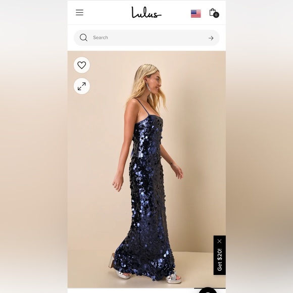 Lulu’s Eye-Catching Starlet Navy Blue Sequin Lace-Up Maxi Dress - Picture 3 of 4